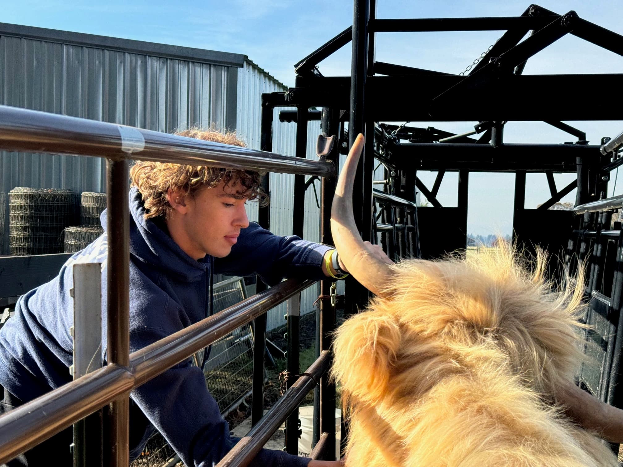 Robin Johnson sharing a quiet moment with a horse by the fence