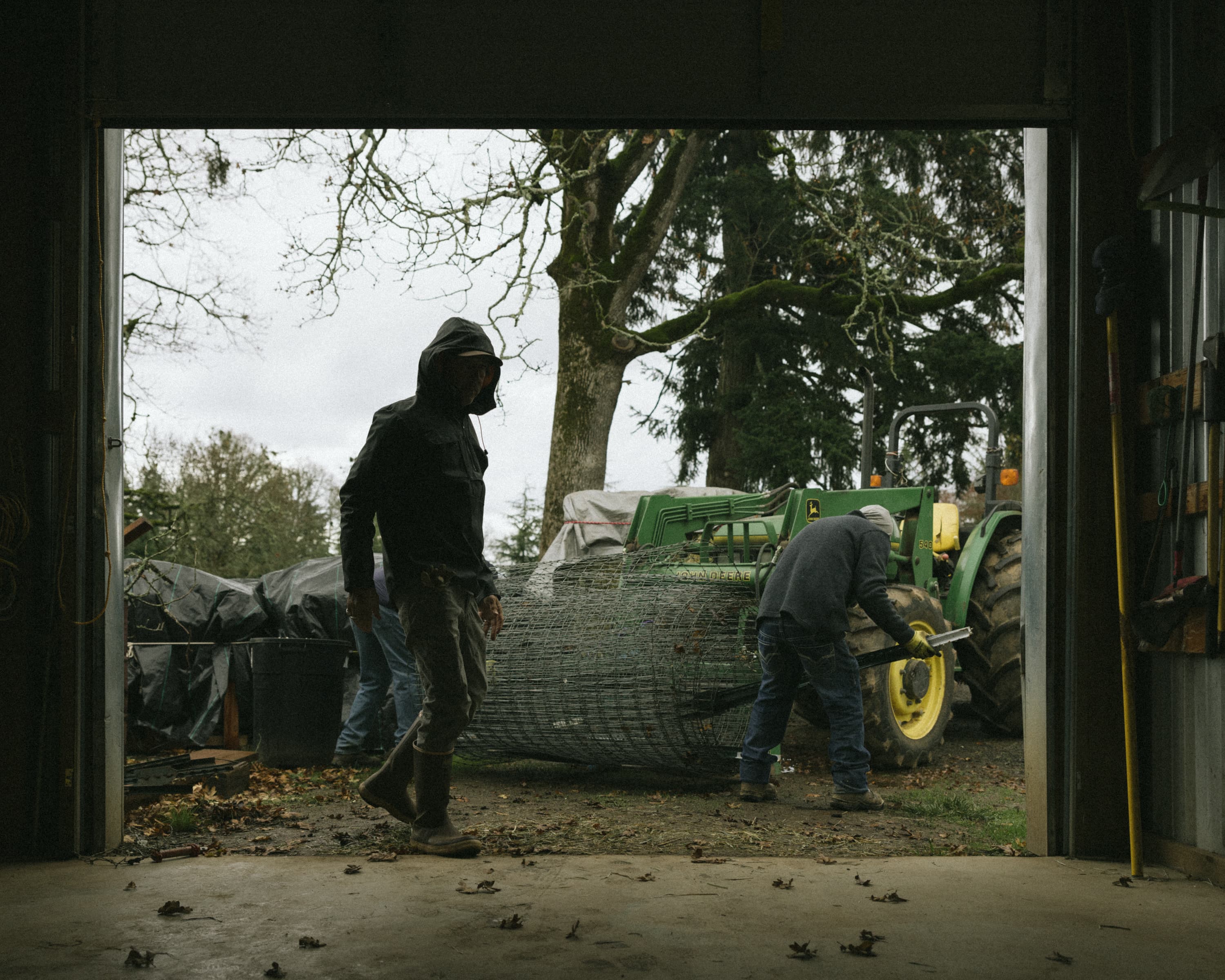 Evening gathering in the barn